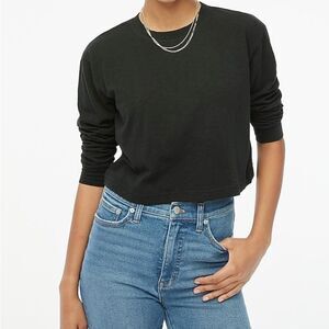 J. Crew Black Fitted Crop Long Sleeve Tee